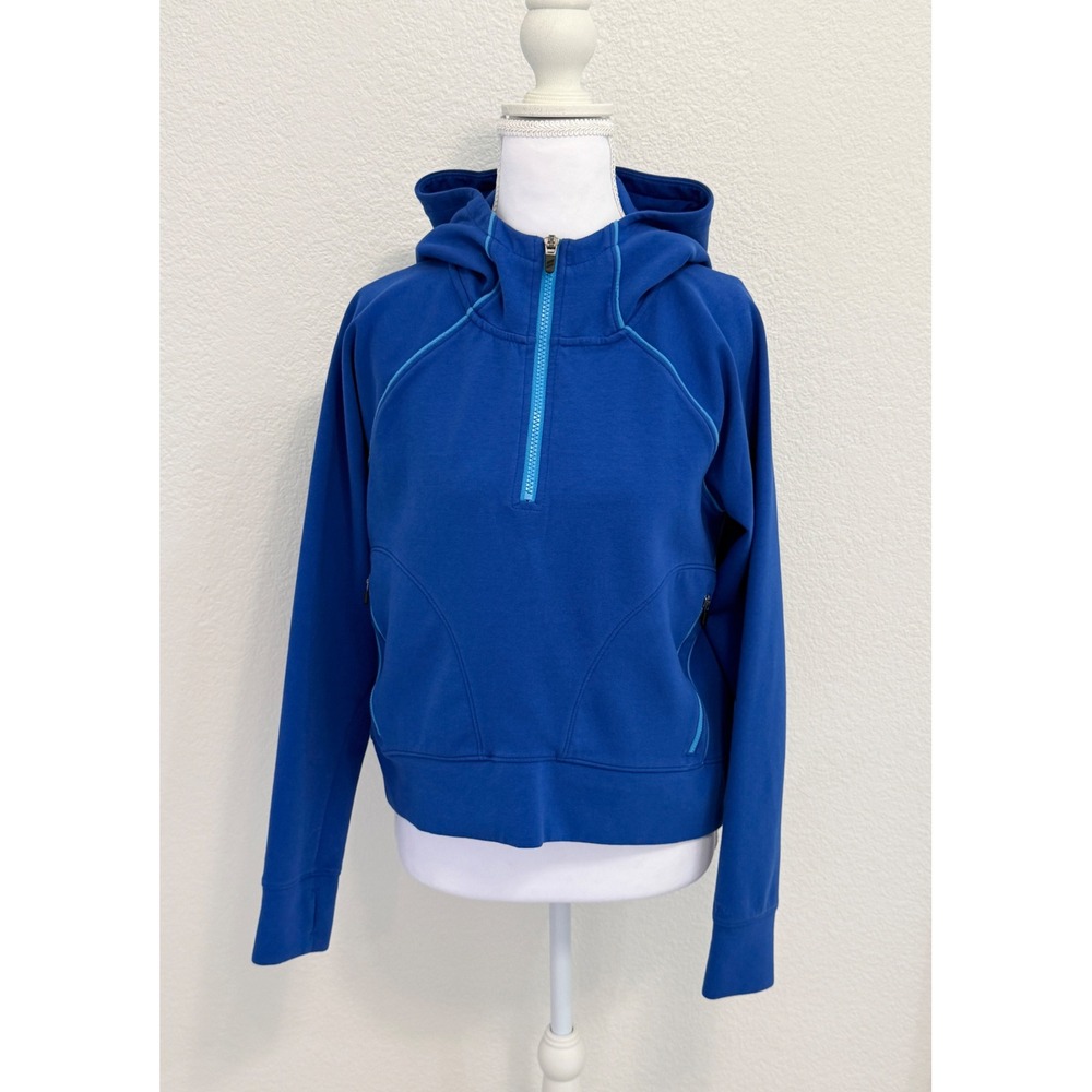 DSG Womens Royal Blue Quarter Zip Hooded Sweatshirt Athletic Cropped Pullover S